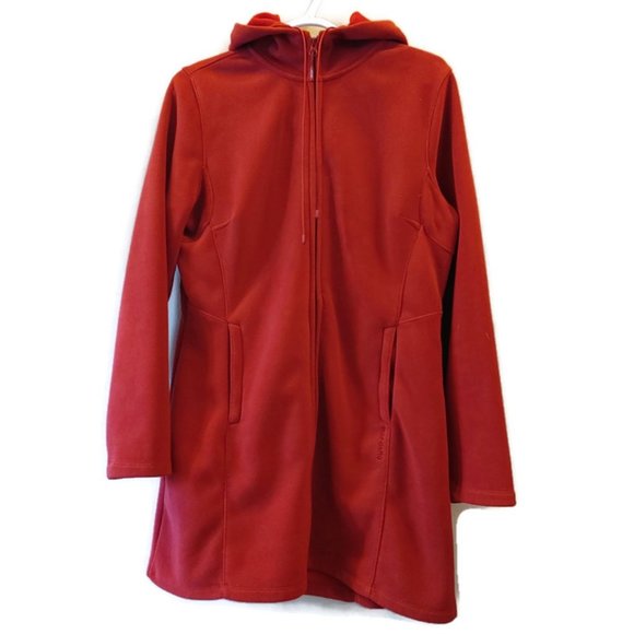 Mondetta Long Red Fleece Jacket with Hood like new - Picture 1 of 8